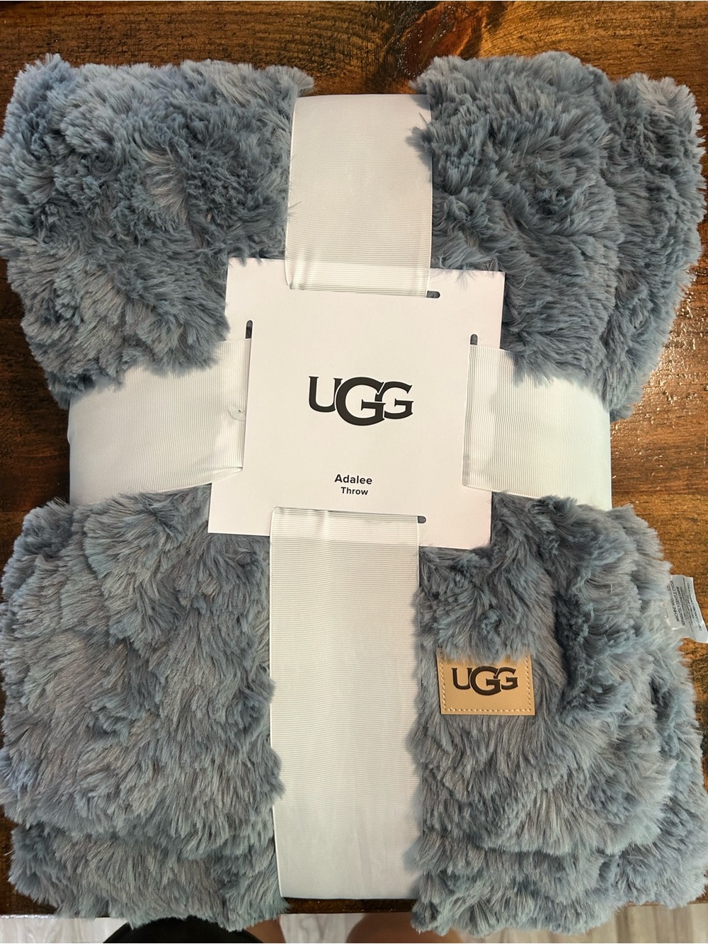 UGG Adalee Faux Fur Throw Blanket 50" x 70" Seal Gray NEW